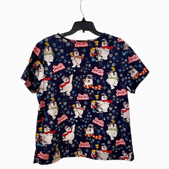 Frosty The Snowman Scrub Top Womens Size Large - Picture 2 of 8